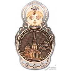 Магнит из бересты Ижевск Свято-Александро-Невский собор Матрешка серебро